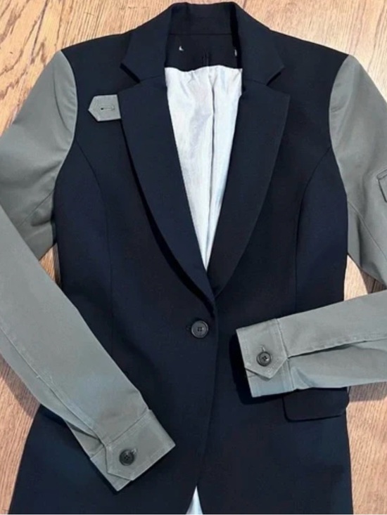 Veronica Beard Jackets & Blazers - Veronica Beard Military Colorblock Dickey Jacket Black Army Green Wool Size 8